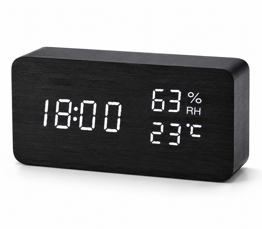 Wooden LED Alarm Clock with Voice Control