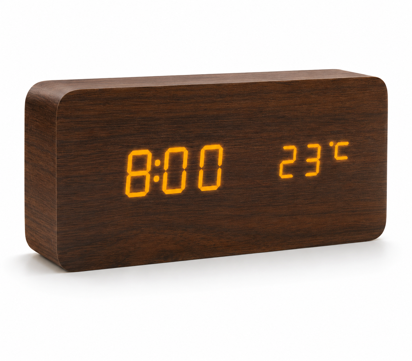 Wooden LED Alarm Clock with Voice Control
