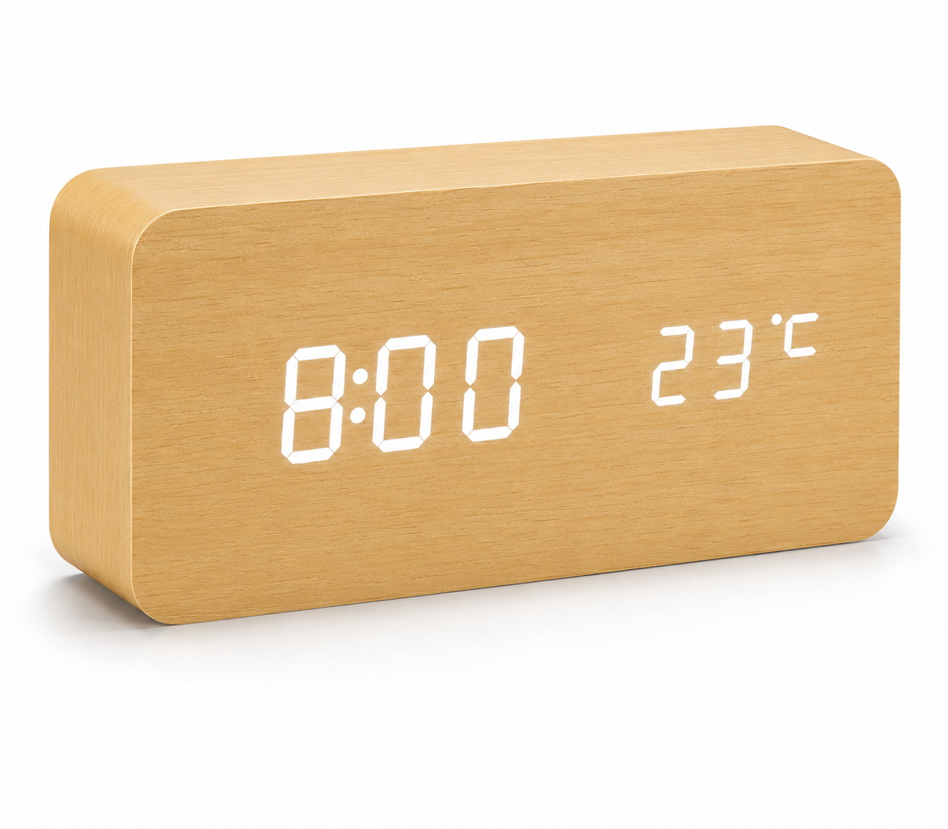 Wooden LED Alarm Clock with Voice Control