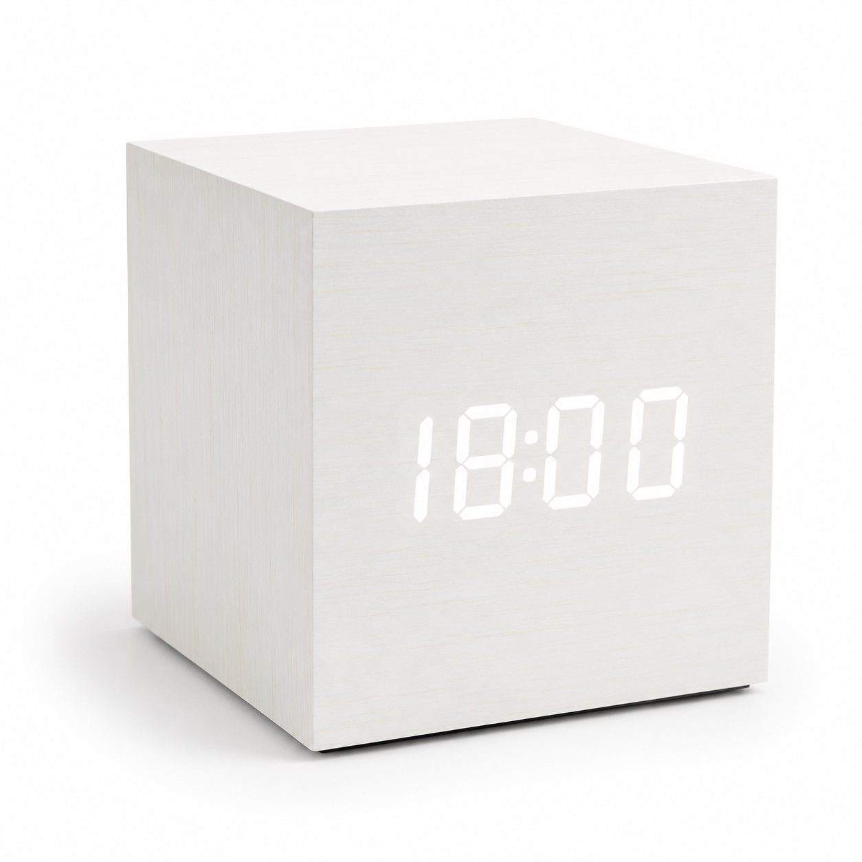 Square Wooden LED Alarm Clock with Voice Control