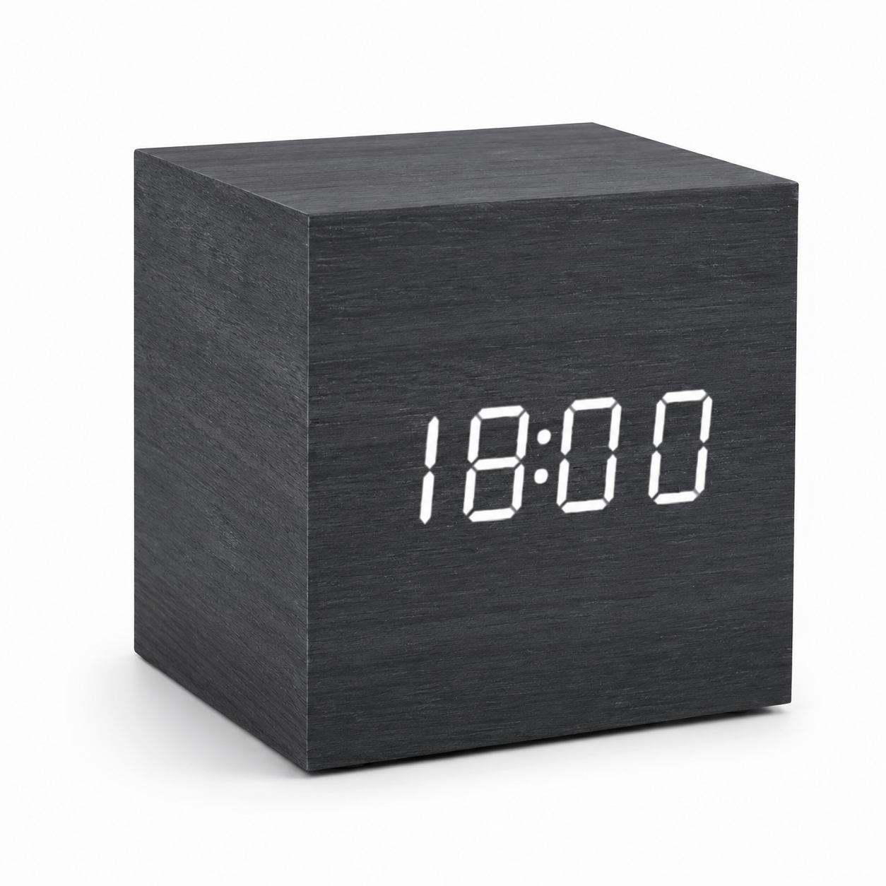 Square Wooden LED Alarm Clock with Voice Control