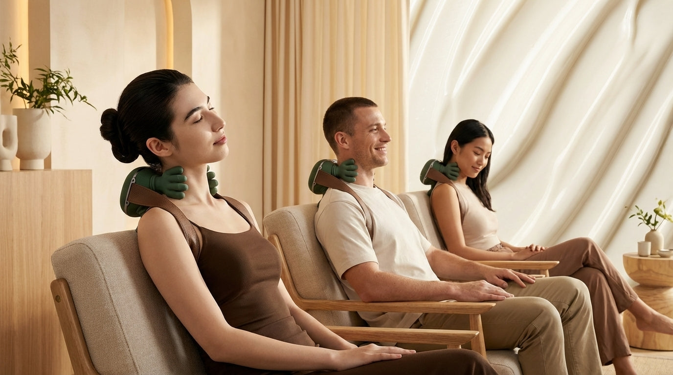 RelieveLive™ 4D Shiatsu Neck & Shoulder Massager Pro: Bionic Finger-Kneading with Heat