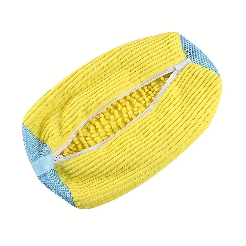 Durable Shoe Washing Machine Bag for All Shoe Types-Yellow with Blue Zipper,Ideal for Sneakers and Casual Shoes,Laundry Wash Bag