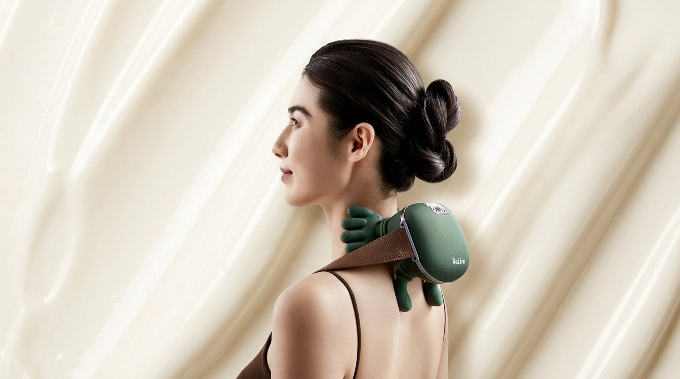 RelieveLive™ 4D Shiatsu Neck & Shoulder Massager Pro: Bionic Finger-Kneading with Heat